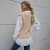 Winter New Pure Color Vest Sweater Women Slim Fit V-neck Pullover Sleeveless Sweater in Sweater Vests