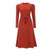Autumn and Winter New Bubble Long Sleeve Knitted Dress Mid-Length Elegant Slimming High Waist Big Swing Dress Base Sweater Dress in Dresses