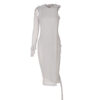 Style Women Clothing 2021 New Autumn Fashionable See-through Irregular Shoulder Long Sleeve Hooded Dress in Dresses