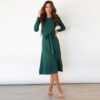 Autumn and Winter New Bubble Long Sleeve Knitted Dress Mid-Length Elegant Slimming High Waist Big Swing Dress Base Sweater Dress in Dresses
