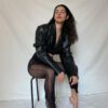2021 Autumn Fashion Trend Women New Long Sleeve Lapel Bare Midriff Slim Fit Slimming PU Leather Shirt in Jackets