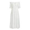 Women Embroidered Off The Shoulder White Ruffle Maxi Dresses Boho Long Dress Eyelet Embroidery in Dresses