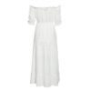 Women Embroidered Off The Shoulder White Ruffle Maxi Dresses Boho Long Dress Eyelet Embroidery in Dresses
