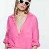 2022 Summer New Three-Color Slub Cotton Long-Sleeved Shirt Mid-Length Pullover Top in Shirts & Blouses