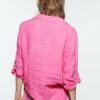 2022 Summer New Three-Color Slub Cotton Long-Sleeved Shirt Mid-Length Pullover Top in Shirts & Blouses