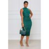 Women Clothing Nightclub Uniforms Shake Cloth Fold Split Vest Dress in Dresses