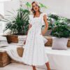 Vintage Striped Women Long Dress Ruffle Linen Blue Elegant Summer Dress Casual Cotton Fashion Female Beach Vestidos in Dresses