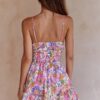 2022 New Chest Bow Print Dress Fresh Sweet Women Clothing High Waist Backless Slim Fit A- line Dress Floral Burst in Dresses