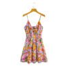 2022 New Chest Bow Print Dress Fresh Sweet Women Clothing High Waist Backless Slim Fit A- line Dress Floral Burst in Dresses
