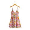 2022 New Chest Bow Print Dress Fresh Sweet Women Clothing High Waist Backless Slim Fit A- line Dress Floral Burst in Dresses
