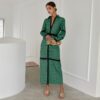 Women Professional Green Polka Dot Blouse Dress in Dresses