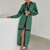Women Professional Green Polka Dot Blouse Dress in Dresses