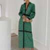 Women Professional Green Polka Dot Blouse Dress in Dresses