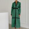 Women Professional Green Polka Dot Blouse Dress in Dresses