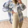 Autumn Winter Women Plaid Mohair Coat Woolen Thick Coat in Jackets