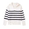 Autumn Women Urban Casual Sailor Collar Striped Sweater in Sweaters