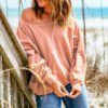 Long Sleeve Top Orange Loose Fitting Non Hoodie Sweater in Sweatshirts