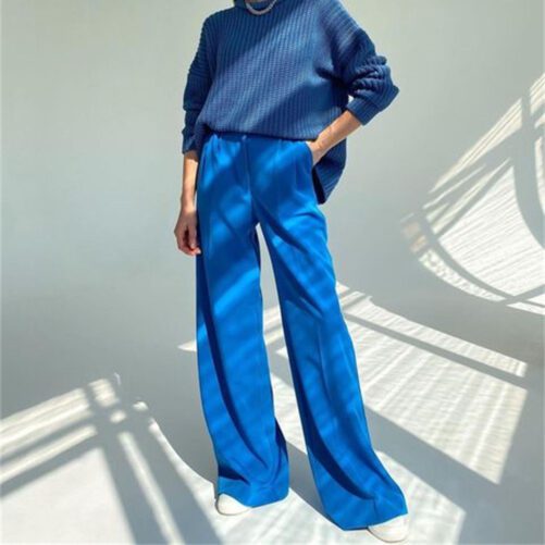 Spring Autumn   Office Work Pant Women  Casual High Waist Figure Flattering Straight Leg Pants in Pants