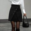 Fall Women Clothing Black All Matching Slim Fit A  line Skirt Office High Waist Short Skirt for Women in Skirts