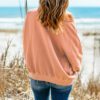 Long Sleeve Top Orange Loose Fitting Non Hoodie Sweater in Sweatshirts