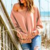 Long Sleeve Top Orange Loose Fitting Non Hoodie Sweater in Sweatshirts