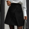 Fall Women Clothing Black All Matching Slim Fit A  line Skirt Office High Waist Short Skirt for Women in Skirts