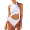 Solid Color Sexy Conservative High Fork Swimming Suit Bikini in Bikinis