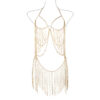 Personalized Exaggerated Body Temperamental Tassels Chain Swimsuit Punk Backless Retro One-Piece Halloween Chest Necklace in Accessories