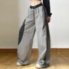 Style Fall Women Clothing Solid Color Loose Street High Waist Contrast Color Straight Wide Leg Pants in Pants