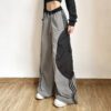 Style Fall Women Clothing Solid Color Loose Street High Waist Contrast Color Straight Wide Leg Pants in Pants