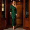 Women  Clothing Christmas Sexy Tight Dress Elegant Sequ Dress Asymmetric Prom Evening Dress in Dresses