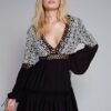 Long Bohemian Folk Holiday Embroidered Big Red Tracing Bohemian White Beach Dress in Dresses