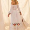 Vacation Elegant Embroidered Goddess Tracing Bohemian White Beach Dress in Dresses