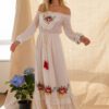 Vacation Elegant Embroidered Goddess Tracing Bohemian White Beach Dress in Dresses