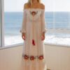 Vacation Elegant Embroidered Goddess Tracing Bohemian White Beach Dress in Dresses