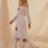 Vacation Elegant Embroidered Goddess Tracing Bohemian White Beach Dress in Dresses