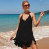 Sling Overskirt Seaside Vacation Pullover Solid Color Bohemian White Beach Dress in Dresses