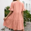 Spring Summer Women Loose Casual Dress 5 Point Sleeve Mid Length V neck Dress in Dresses
