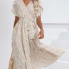 Small Floral Split V neck Dress in Dresses