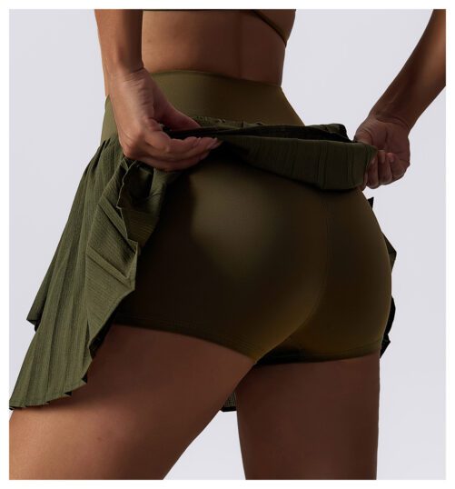 Quick Drying Running Half Length Tennis Culottes Casual Pleated Mini Skirt in Sports Skirts Dresses