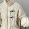 Button Stand Collar Solid Color Thick Coat in Puffer Coats