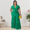 Plus Size Two-Piece Suit Wide-Leg Pants in Plus Size Pant Sets