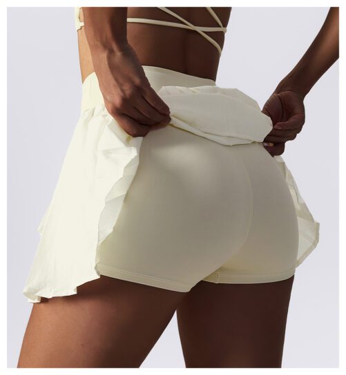 Quick Drying Running Half Length Tennis Culottes Casual Pleated Mini Skirt in Sports Skirts Dresses