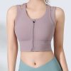 Front Zipper Sports One Piece Chest Pad Fitness Running Yoga Bra in Sports Bras