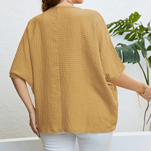 Plus Size Solid Color Top Patchwork Top in Plus Size Tops Tees