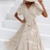 Small Floral Split V neck Dress in Dresses