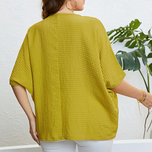 Plus Size Solid Color Top Patchwork Top in Plus Size Tops Tees
