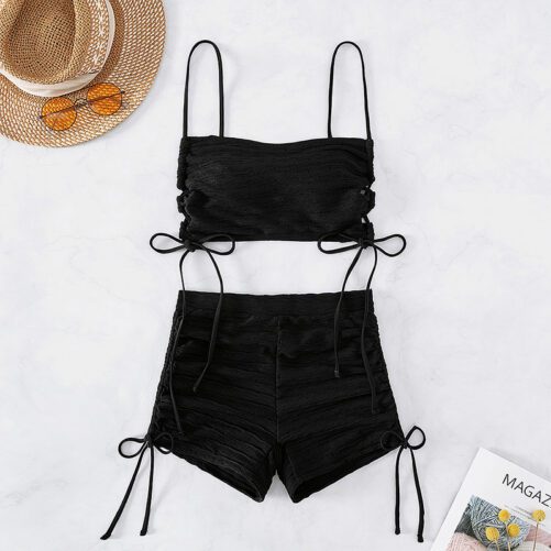 Ladies Plain Black Swimsuit in Tankinis