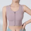 Front Zipper Sports One Piece Chest Pad Fitness Running Yoga Bra in Sports Bras