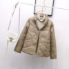 Single Breasted Stand up Collar Thin Side Slit Coat in Puffer Coats